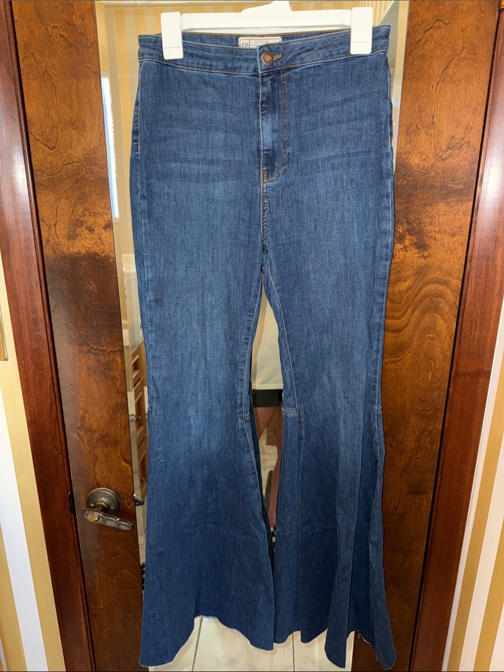 Free People Women’s High-Rise Dark Blue Flare Jeans